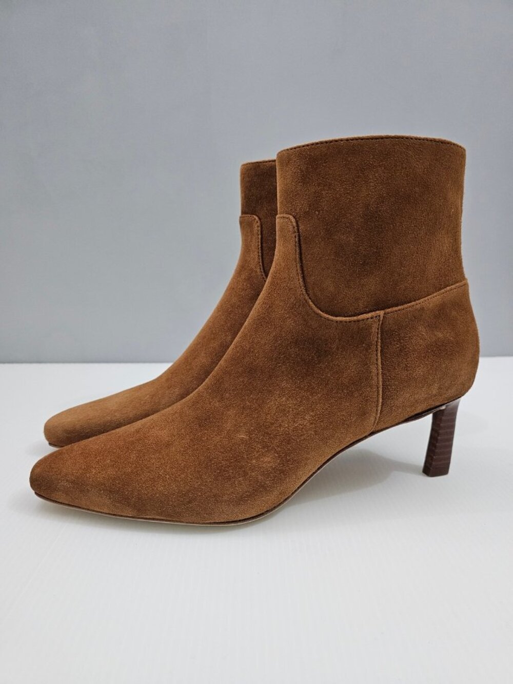 Veronica Beard Kelby Ankle Boot Brown Suede Pointed Toe Slim Heel Womens 8.5